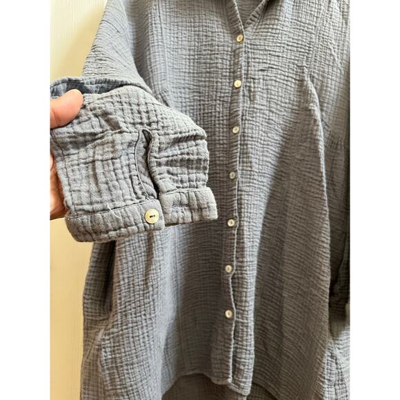 Zara Gauzy Pocket Button Down Collared  Babydoll Tunic Mini Dress Size Medium - Picture 8 of 16